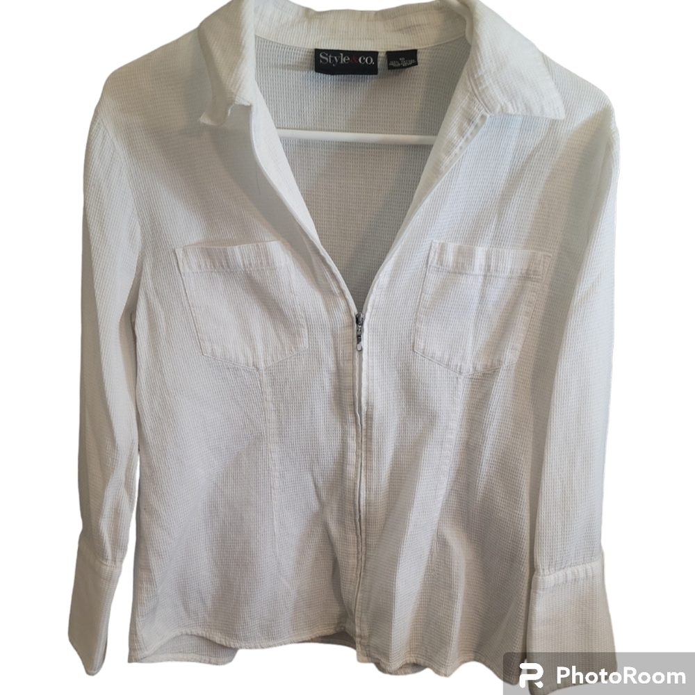 Style & Co lightweight fitted jacket White Size 10 3 for $12